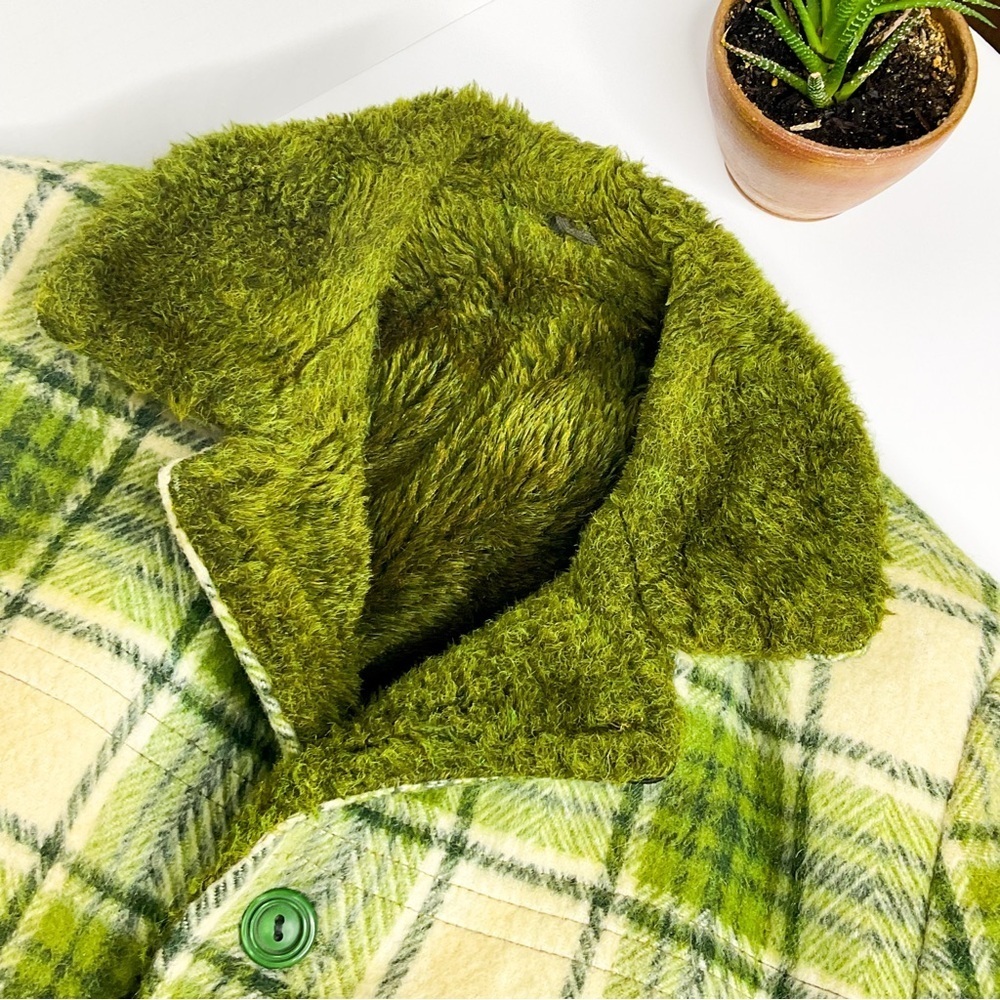 VINTAGE 1960s Green Wool Plaid Jacket | Tartan Check Hunting Coat Unisex S/M - Picture 6 of 16